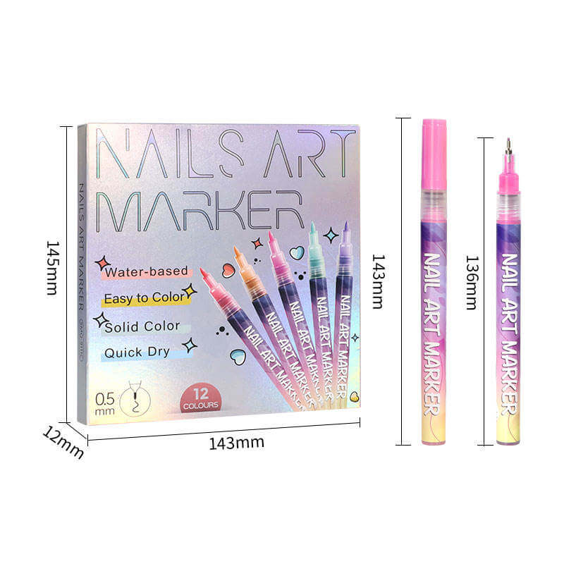 Nail Art Pens – 12 Color Set